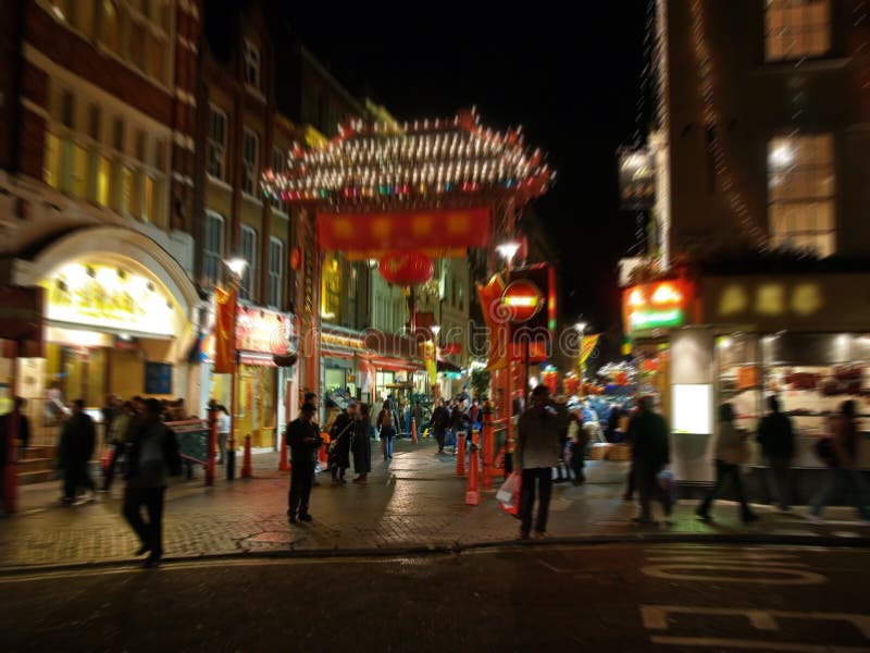 A night view of the Chinatown in London