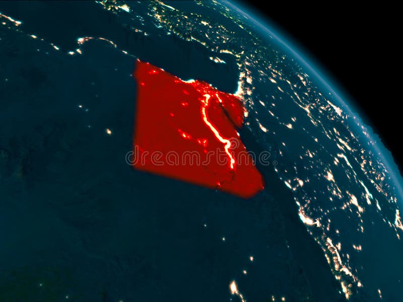 Night view of Egypt on Earth stock illustration
