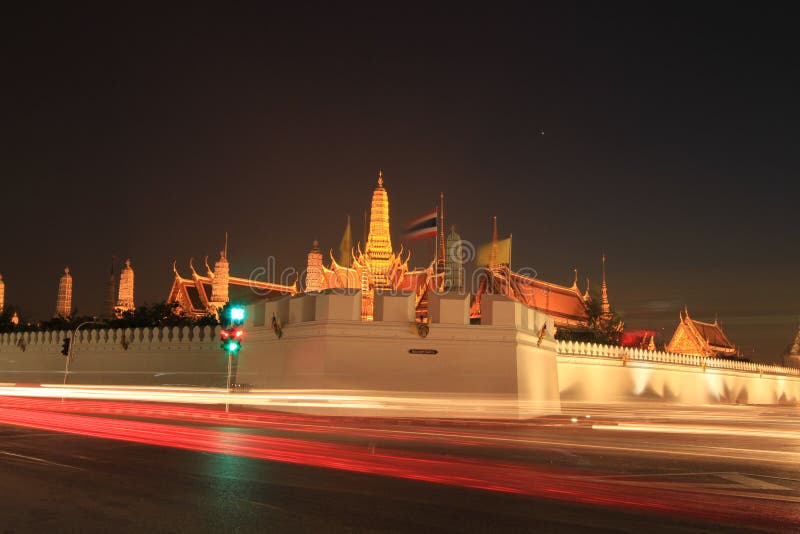 Night view of Grand palace in Bangkok,Thailand.