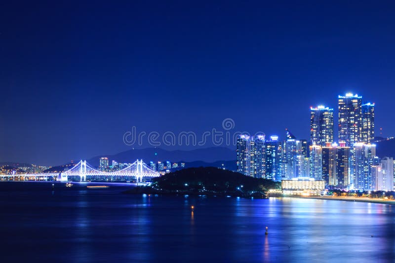 Night View of Haeundae Beach in Busan, South Korea Stock Image - Image of  coast, pusan: 134214459