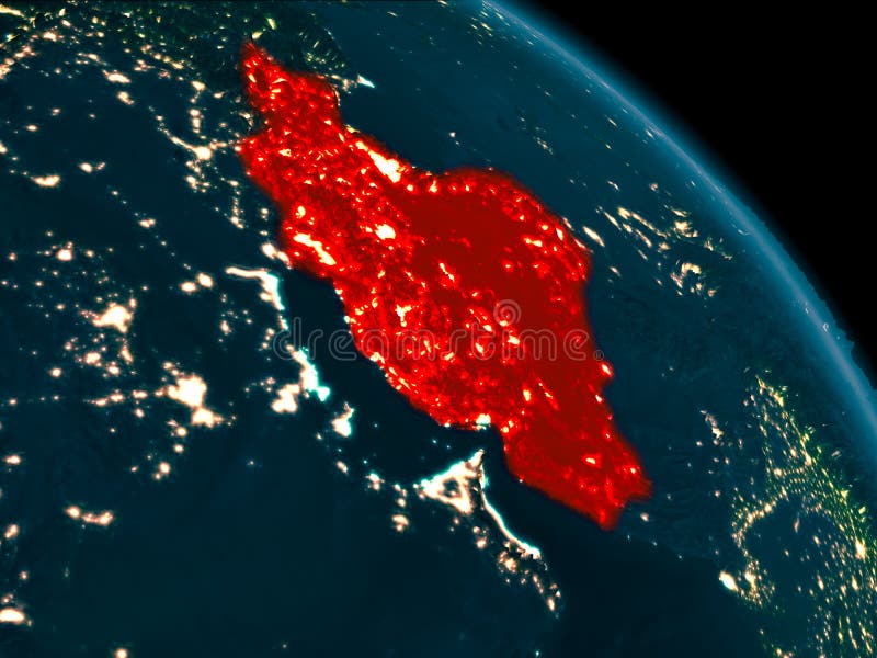 Night view of Iran on Earth royalty free illustration