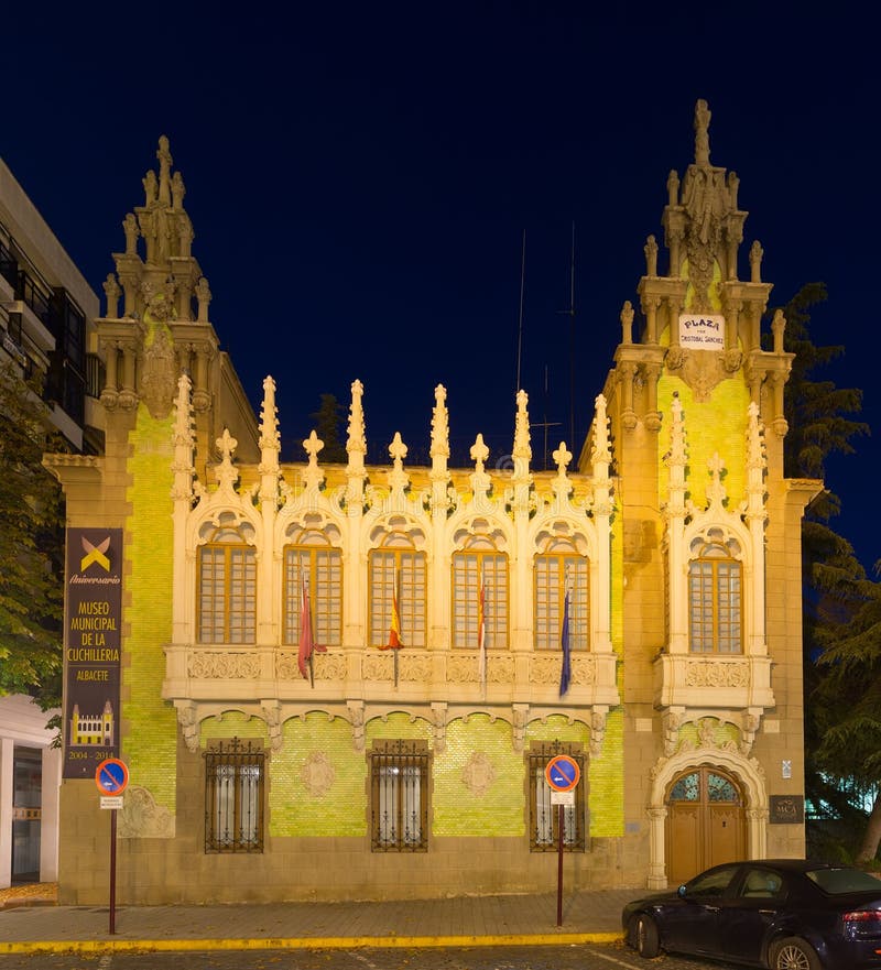 Night View of Knife Museum in Albacete Editorial Photo Image of