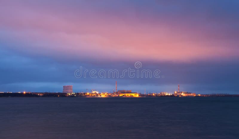 Night view of Leningrad Nuclear Plant