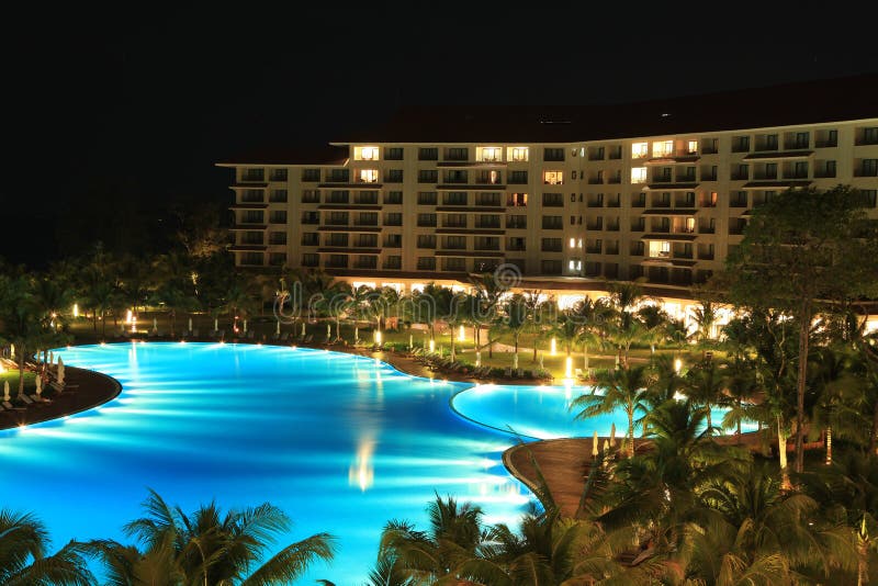 Night View of a Luxury Resort Stock Photo Image of nature, caribbean