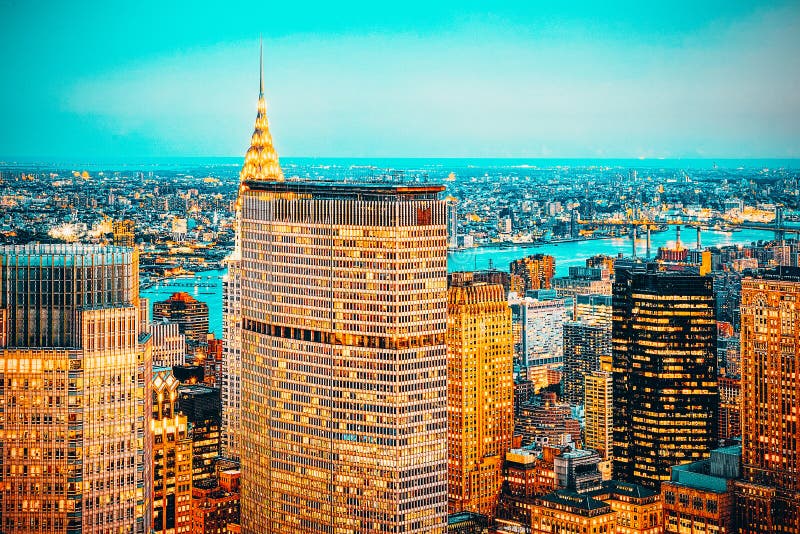View Of Manhattan From The Skyscraper`s Observation Deck. New Yo