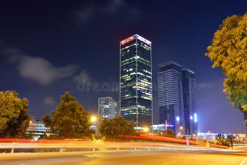 Night view of modern part of the city of tel Aviv, Israel. royalty free stock photography Night view of modern part of the city of tel Aviv, Israel. royalty free stock photography