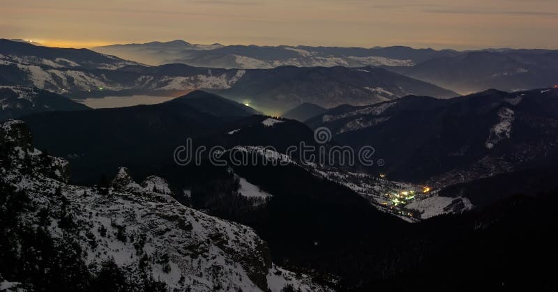 Night view from Ceahlau mountain in Romania. Night view from Ceahlau mountain in Romania