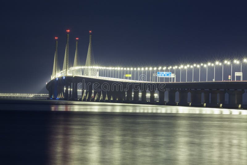 Night View of 2nd Penang Bridge, George Town Penang Stock Photo - Image