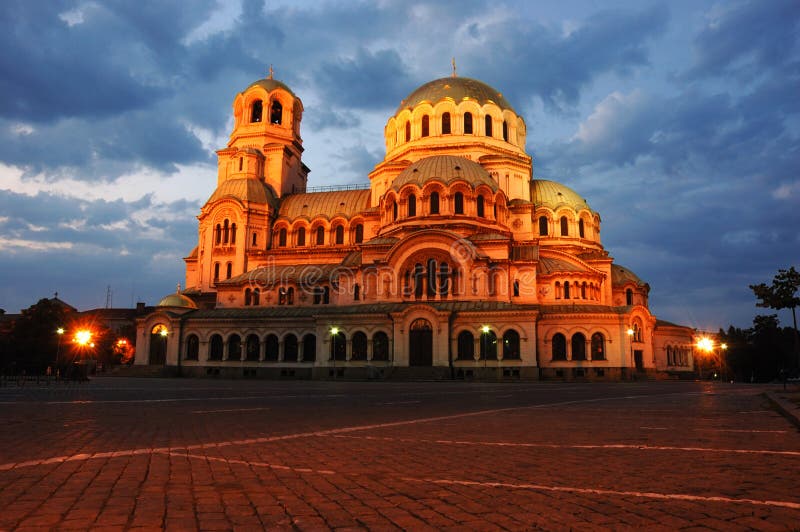 Night view of A.Nevski Cathedral in Sofia,Bulgaria