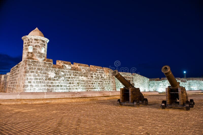 Night view of old spanish fortress stock image Night view of old spanish fortress stock image