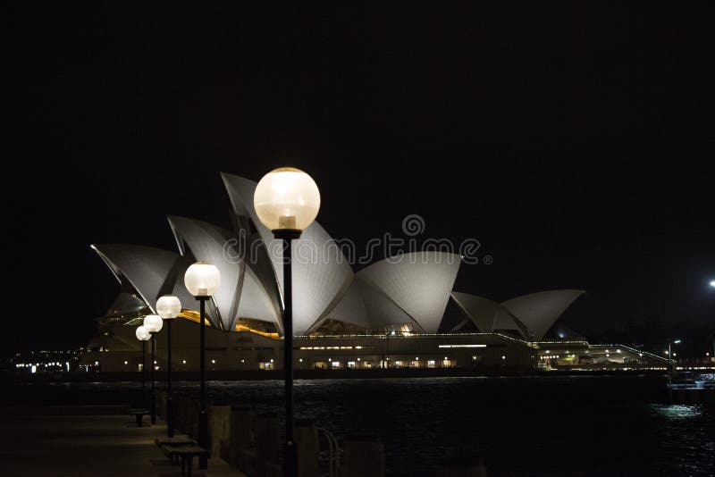 A Night View of the Opera House in Sydney Australia Editorial Image