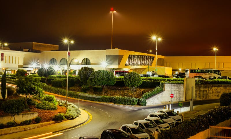 Night View Over the Malta International Airport Editorial Stock Photo ...