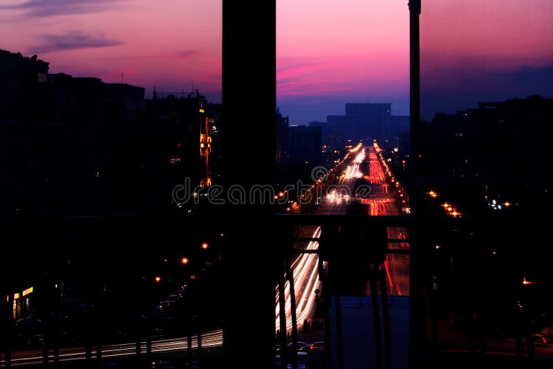 Night view of The Palace of the Parliament, Bucharest seen from my window