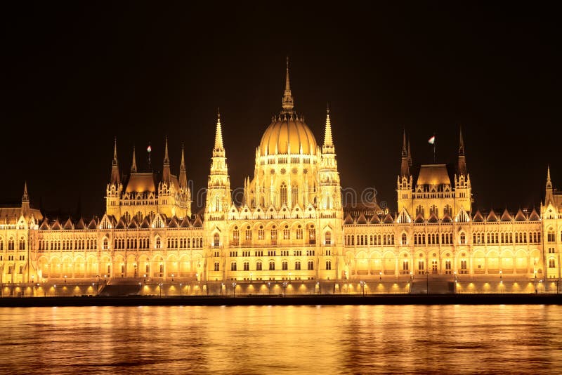 Night view of the parliament in Budapest