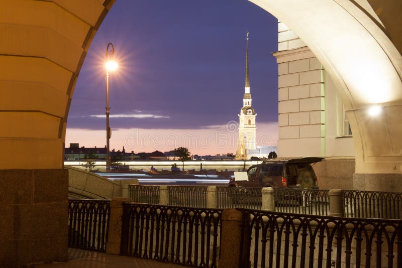 Night view of the Peter and Paul Fortress, St. Petersburg