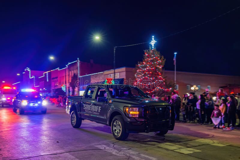 Night View of the Purcell`s Christmas Parade Editorial Stock Photo