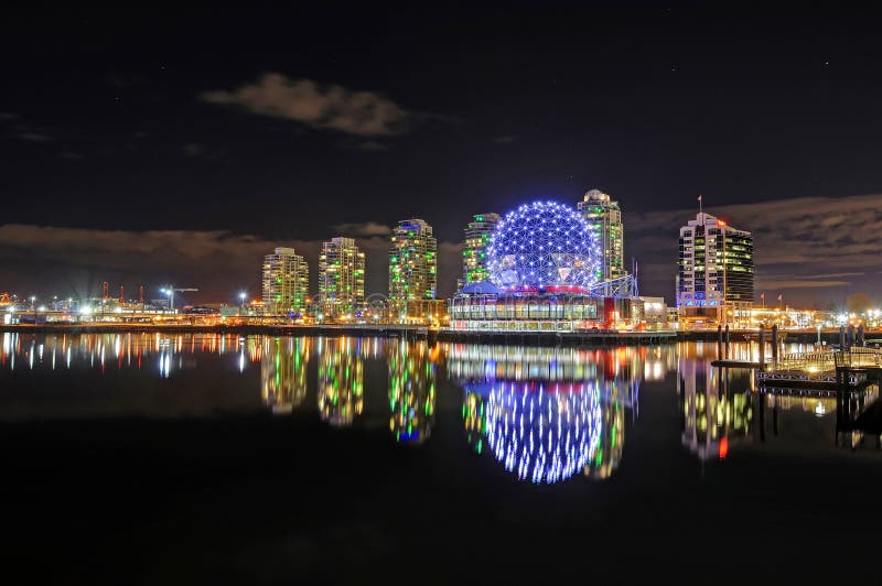 Night View of Refurnished Science World in Vancouver