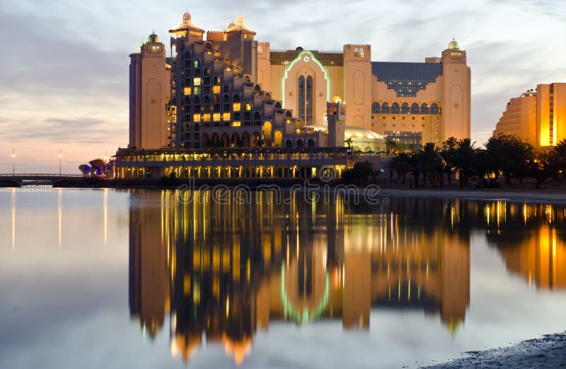 Night view on resort hotels in Eilat city, Israel