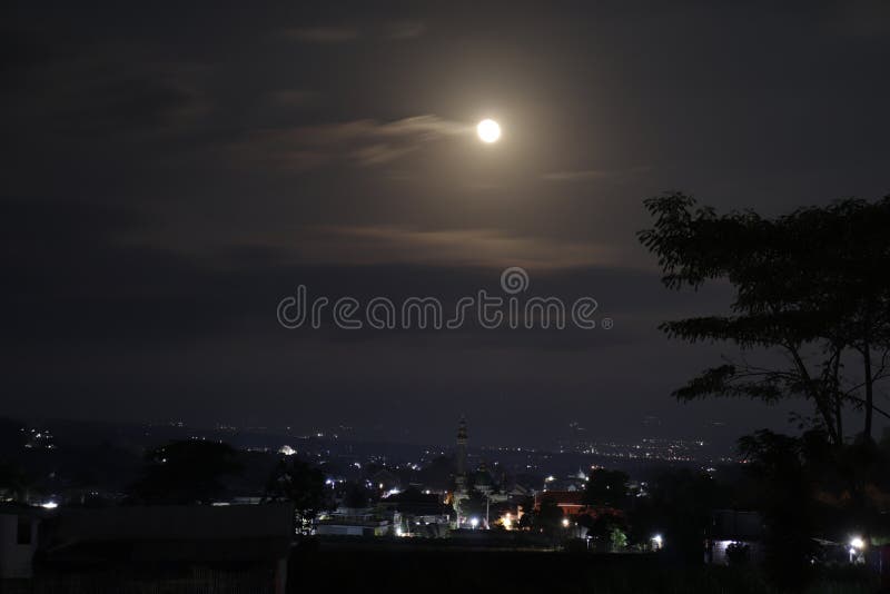 Night View Against a Background of Full Moon Light. Stock Image - Image of  shaped, romantic: 164370359