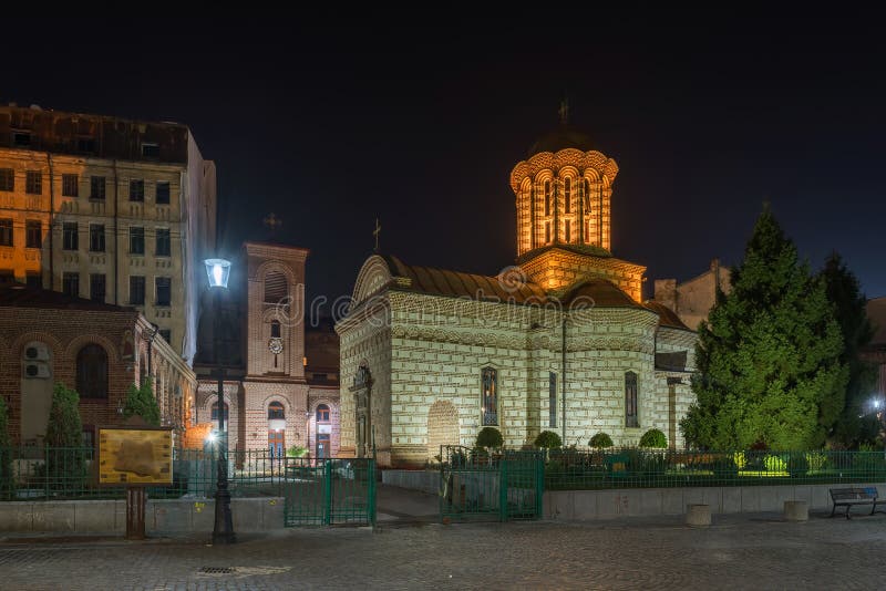 Night view of Saint Anton Church (The Old Princely Court Church) in Bucharest