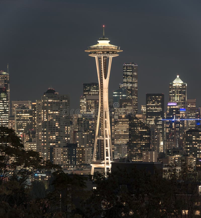 Night View of the Seattle Skyline with the Space Needle and Other Iconic Buildings in the Background. Editorial Stock Photo - Image of night, view: 144818978 Night View of the Seattle Skyline with the Space Needle and Other Iconic Buildings in the Background. Editorial Stock Photo - Image of night, view: 144818978