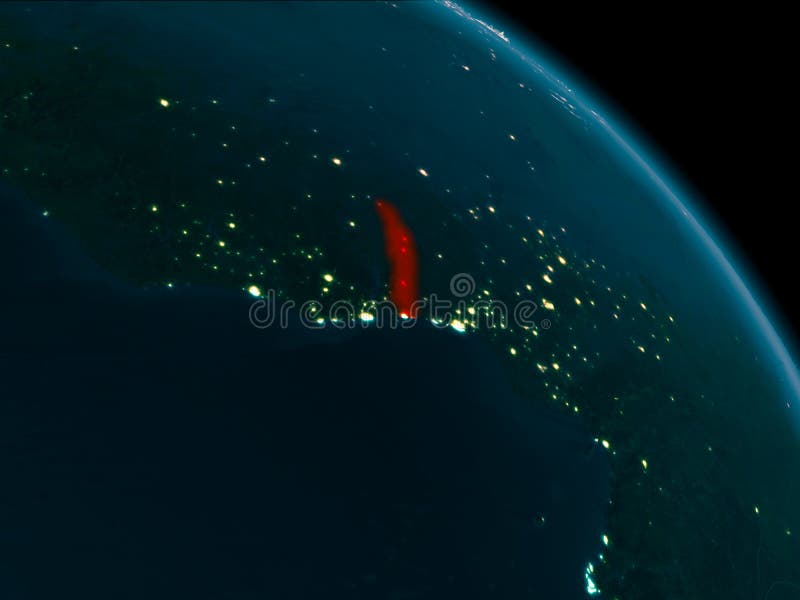 Night view of Togo on Earth stock illustration