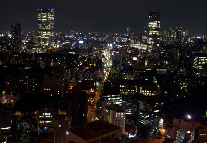 Night view of Tokyo stock photos