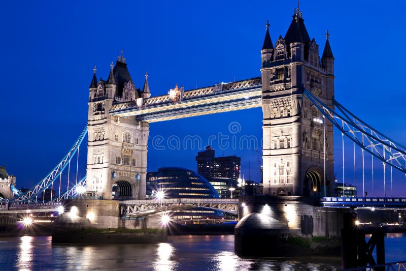 Night view of the Tower Bridge in London