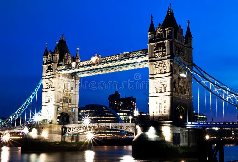 Night view of the Tower Bridge in London