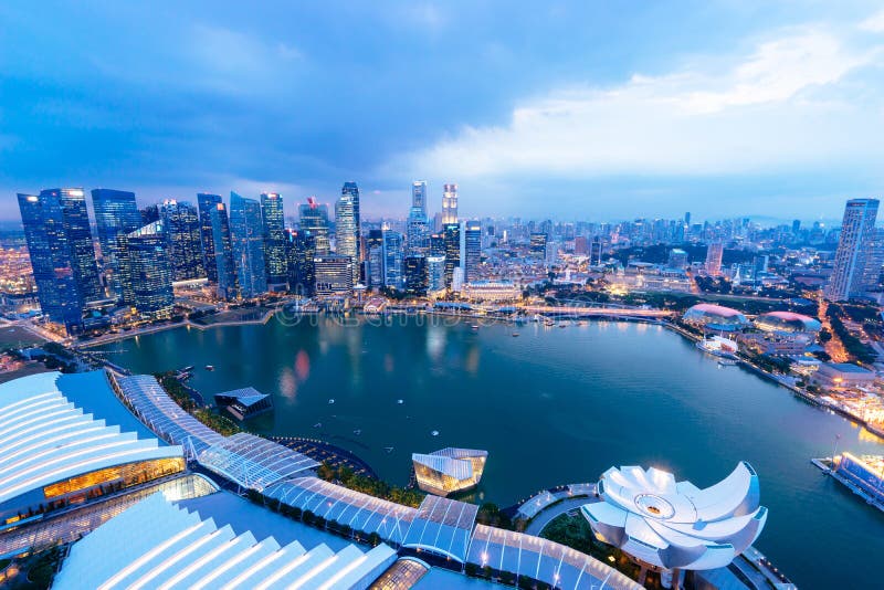 Night view with urban skyscrapers, Singapore stock photos