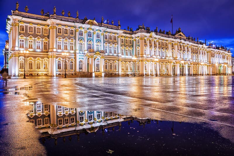 Night view of the Winter Palace in St. Petersburg