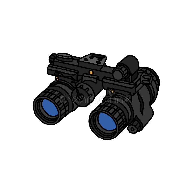 Night Vision Binoculars Doodle Icon, Vector Color Line Illustration