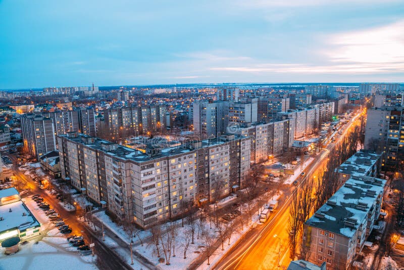 Night Voronezh cityscape from rooftop. Residential area. Night Voronezh cityscape from rooftop. Residential dormitory area. Modern houses stock photos Night Voronezh cityscape from rooftop. Residential area. Night Voronezh cityscape from rooftop. Residential dormitory area. Modern houses stock photos