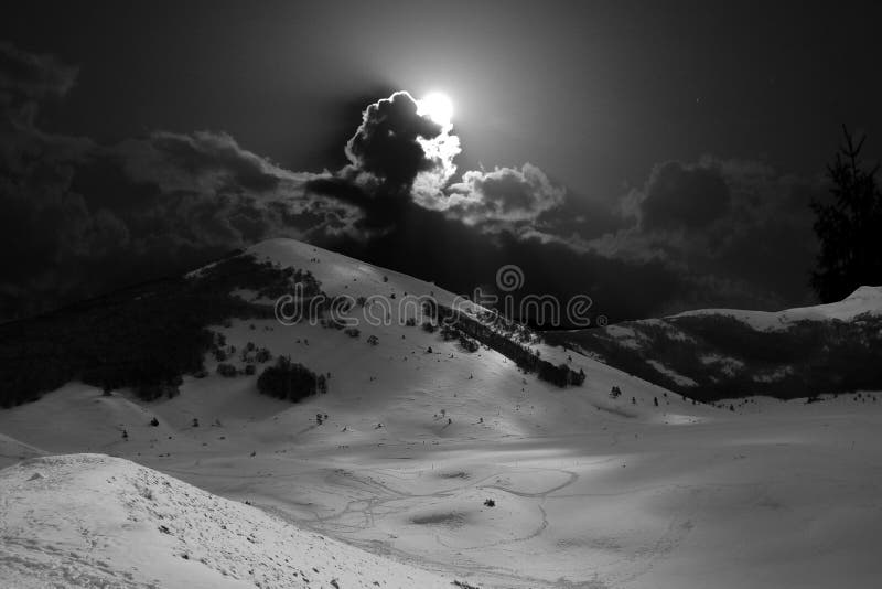 Night winter mountains landscape in Abruzzo, Italy stock image Night winter mountains landscape in Abruzzo, Italy stock image