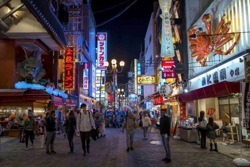 Nightlife in Dotonbori, Osaka Kansai Editorial Stock Image Image of