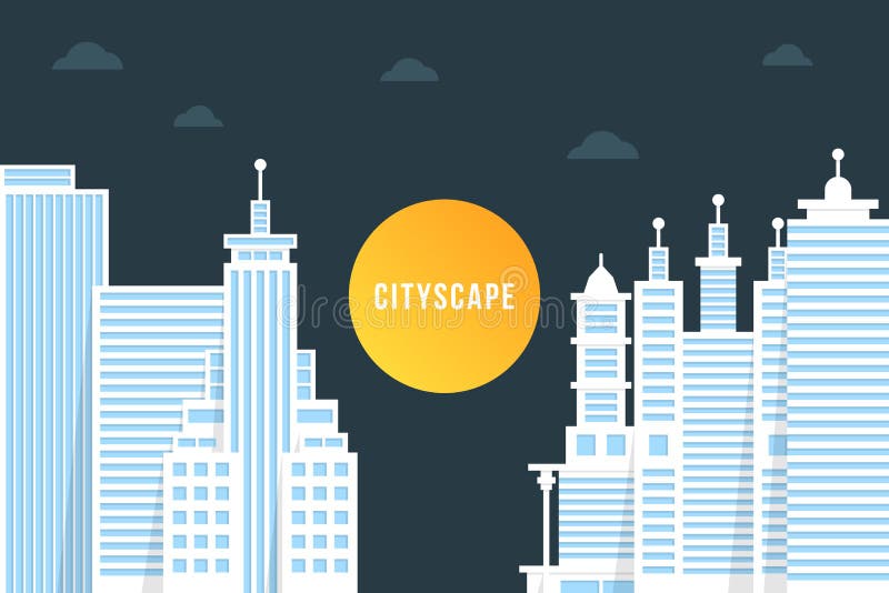 Nightly cityscape met witte gebouwen stock illustratie Nightly cityscape met witte gebouwen stock illustratie