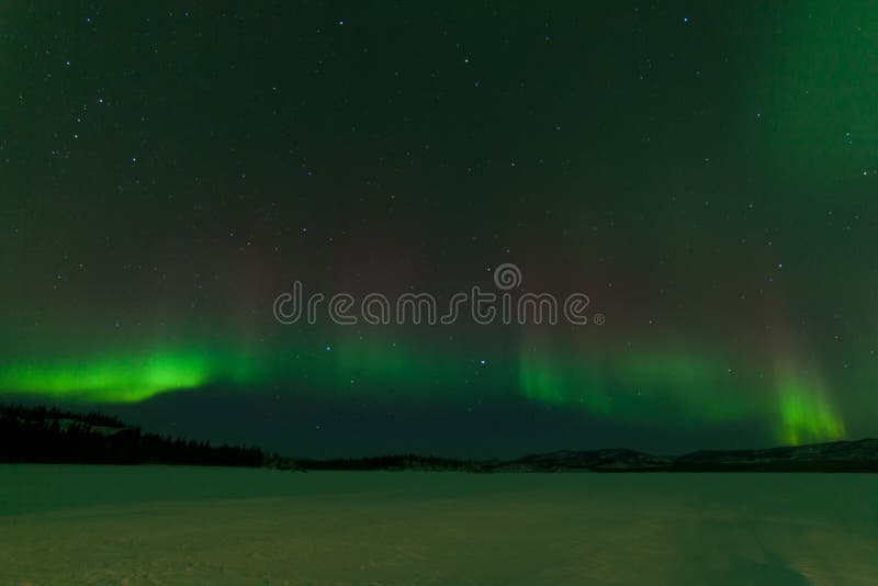 Nightsky Aurora borealis frozen Lake Laberge Yukon