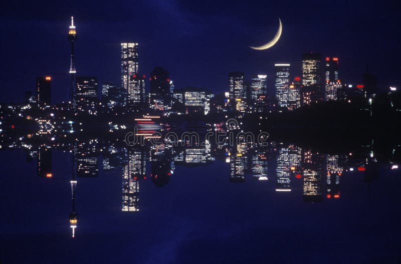 Nighttime view of city lights, Sydney, Australia