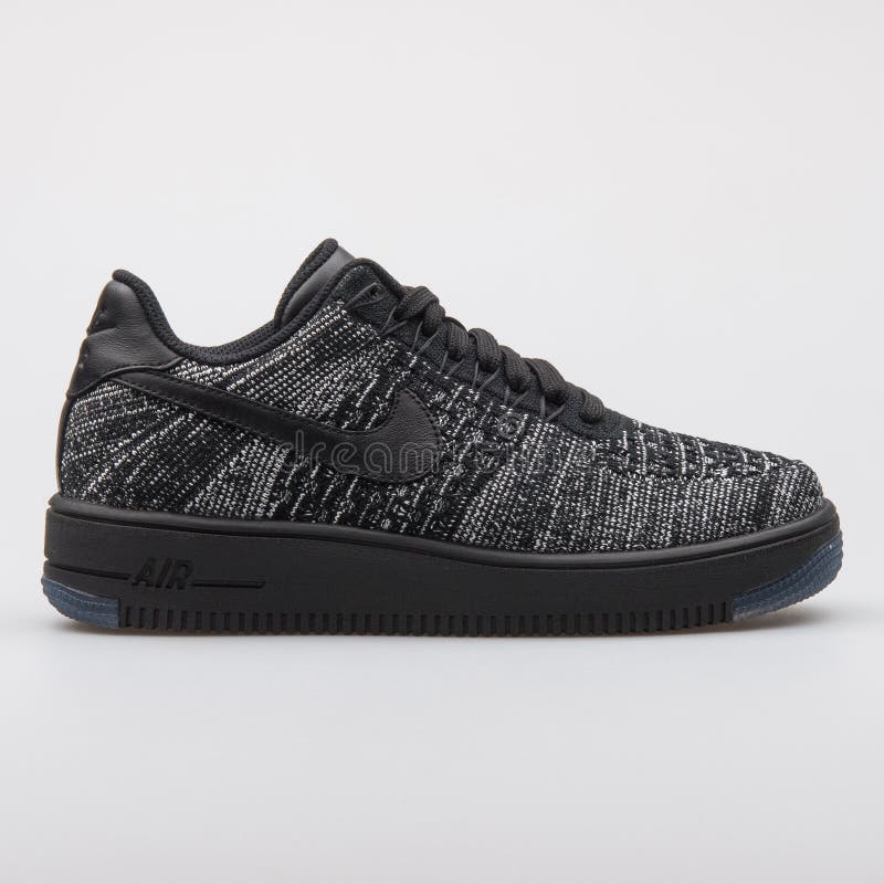 Nike Air Force 1 Flyknit Low Black and White Sneaker Editorial Stock ...