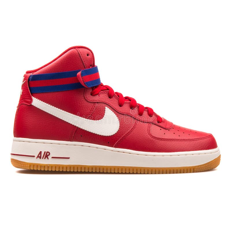 Nike Air Force 1 High 07 Red and Blue Sneaker Editorial Photography ...