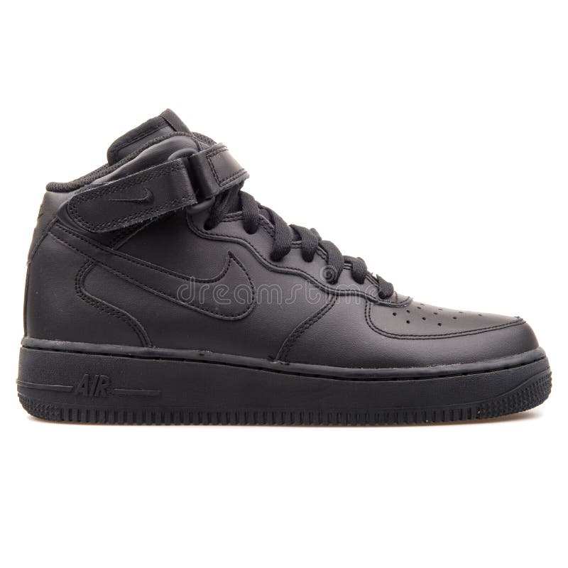 Nike Air Force 1 Mid Black Sneaker Editorial Photography - Image of ...