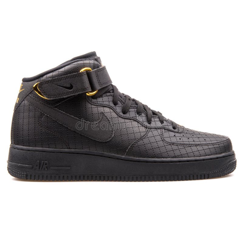 nike air force 1 mid black gold