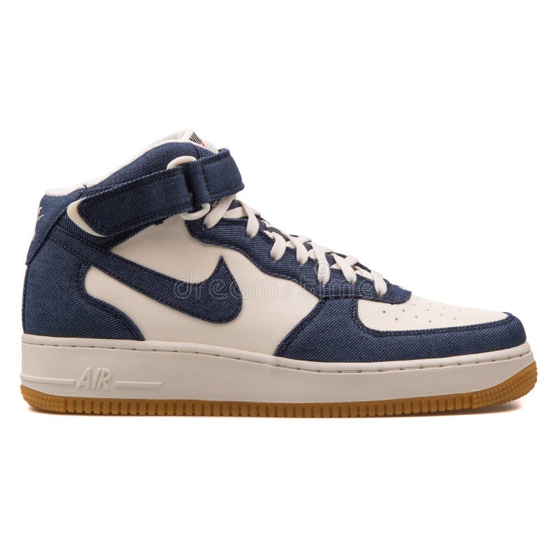 Nike Air Force 1 Mid 07 Obsidian Blue and Off Sneaker Editorial Stock Image - Image of shoe, nike: 147521164