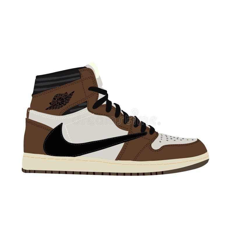 Nike Air Jordan gymnastiksko instruktör Plan design också vektor för coreldrawillustration Jordanien 1 Retro höga Travis Scott - stock illustrationer
