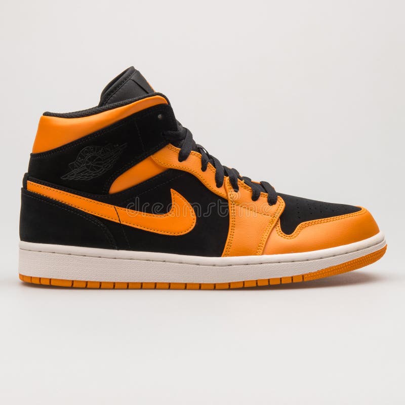 Nike Air Jordan 1 Mid Black, Orange And 