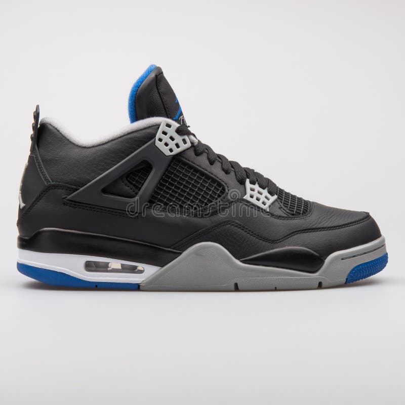 Nike Air Jordan 4 Retro Grey and Royal Blue Sneaker Editorial Image - Image of footwear, jordan: