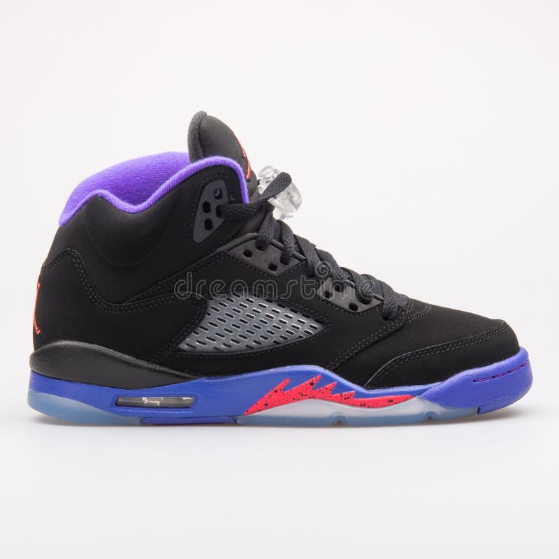 Nike Air Jordan 5 Retro GG Black and Purple Sneaker Editorial Image ...