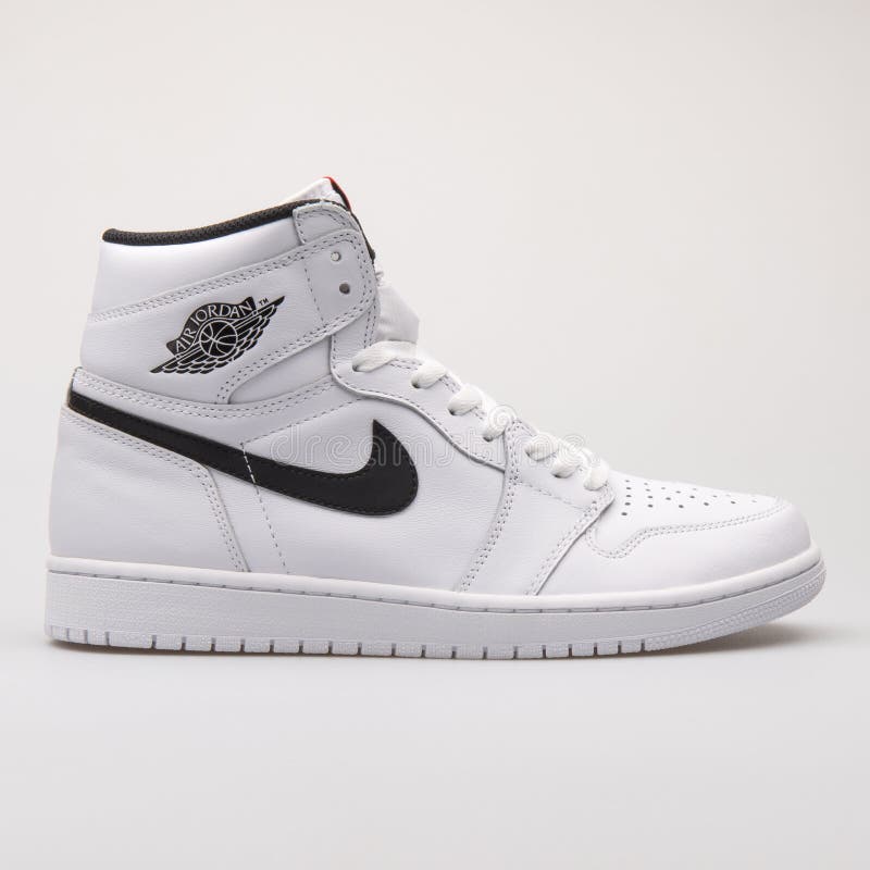 Nike Air Jordan 1 Retro High OG White Sneaker Isolated on Grey ...