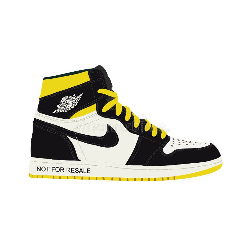 Nike Air Jordan. Sneaker. Trainer. Flat design. Vector illustration. Jordan 1 Retro High SoleFly Art Basel Black - Vector