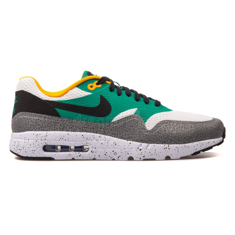 Nike Air Max 1 Ultra Essential White, Black, Emerald Green and Grey Sneaker  Editorial Photography - Image of back, isolated: 150620462